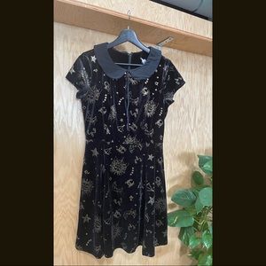 ModCloth Collectif velvet dress with astrology foil design